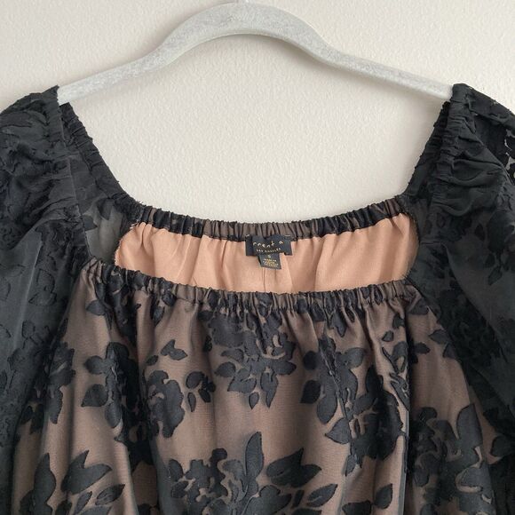 Anthropologie Current Air Smocked Black Lace Blouse Size Small NWT Whimsygoth - Picture 3 of 10